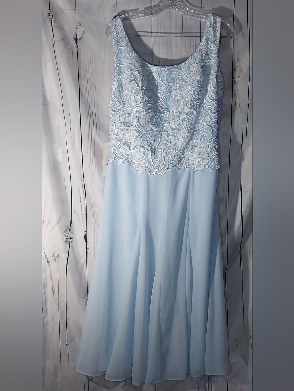 JJs House Light Blue Lace Bodice A-Line Midi Evening Formal Prom Gala Dress NWT